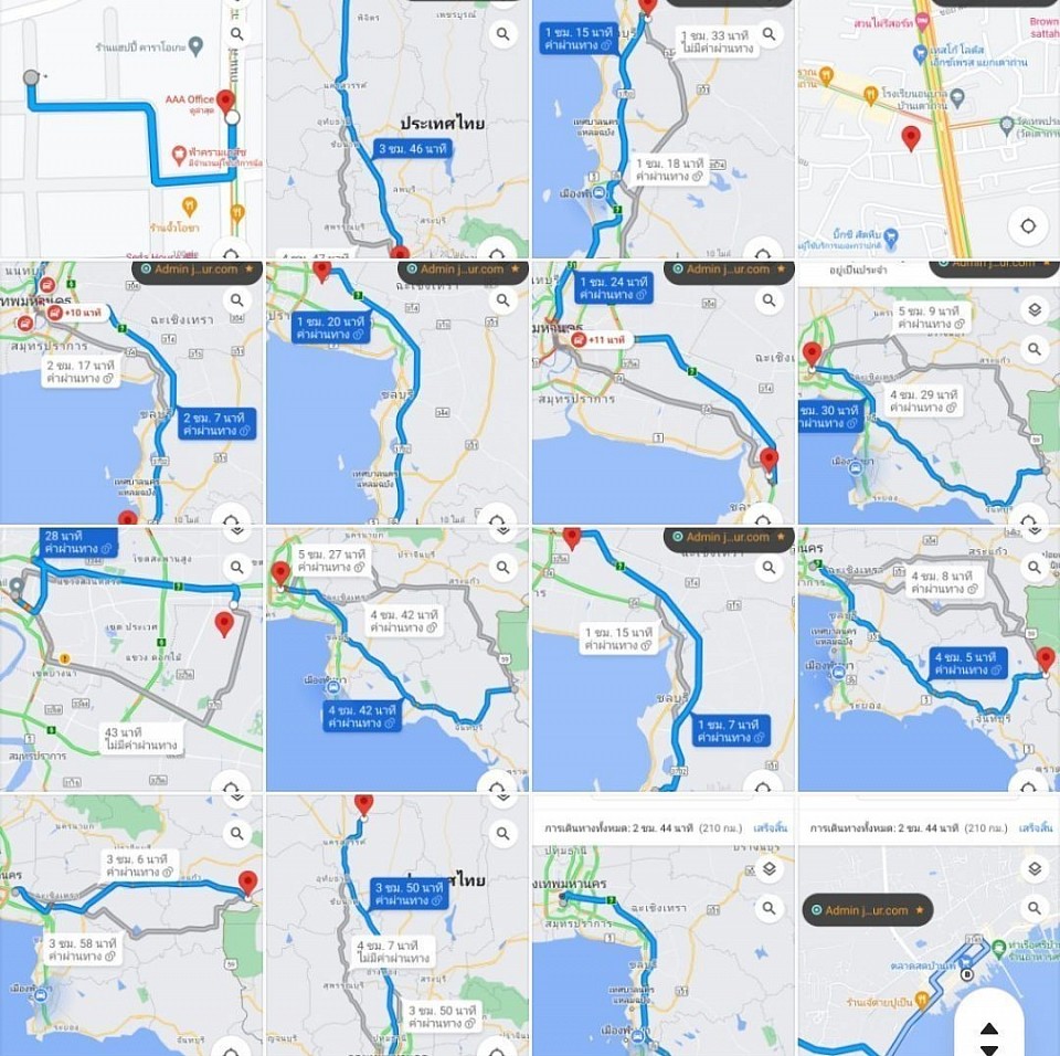 ภาพตัวอย่างการวัดระยะทาง จุดรับ - จุดส่ง ใน google map จากทางเจ้าหน้าที่แอดมิน เพื่อประเมินราคารถรับส่งต่างจังหวัดสถานที่ท่องเที่ยวทุกแห่ง